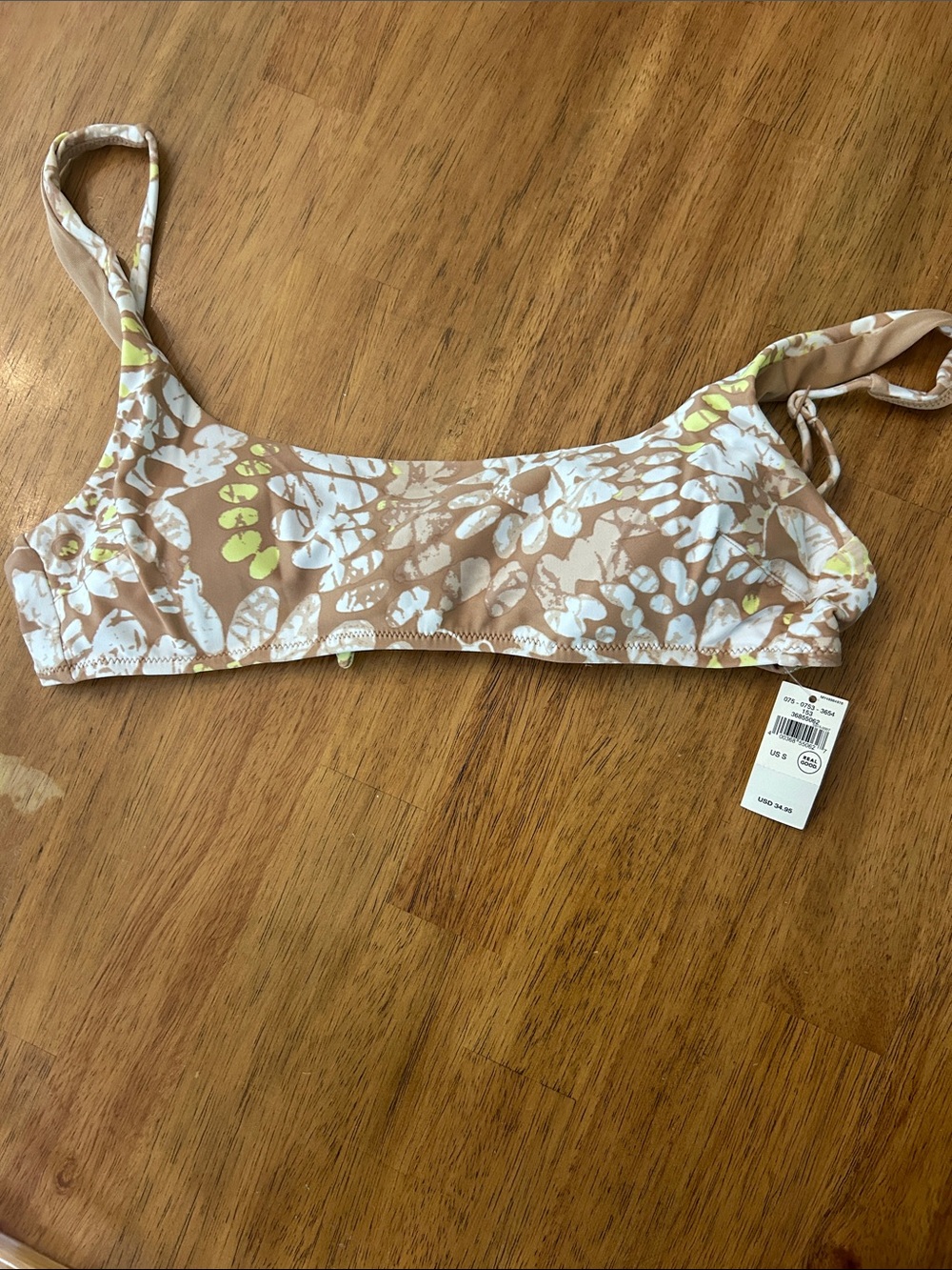 aerie Floral Bikini Top in Beige, White & Yellow